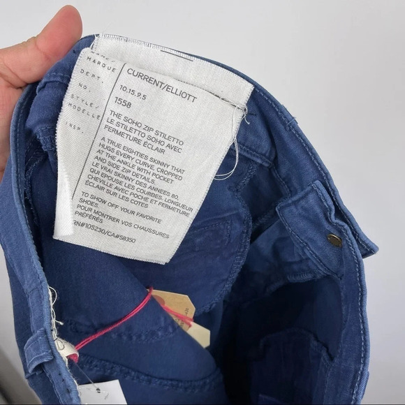 NEW Current/Elliott The Soho Zip Stiletto Cropped Skinny Jeans Low Rise Size 26 - Picture 5 of 10